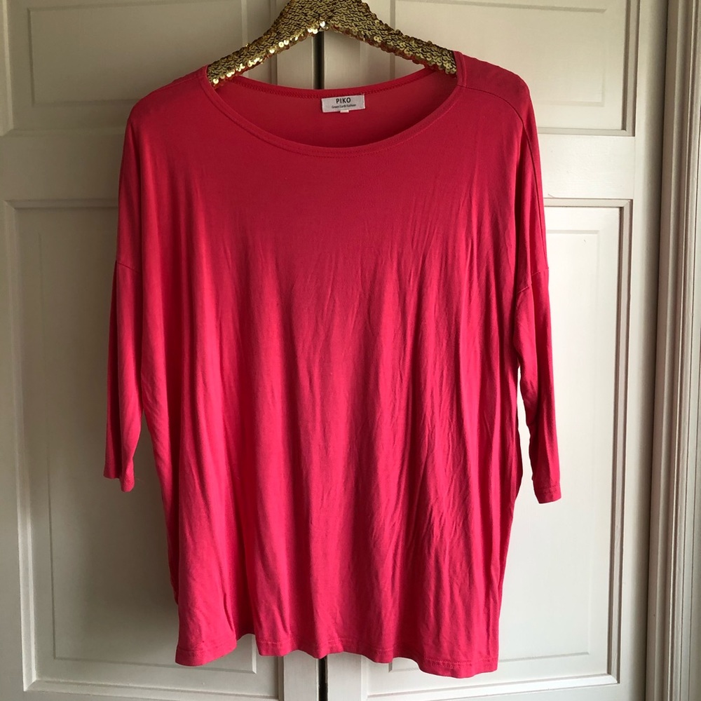 3/4 Sleeve Piko Top Pink
